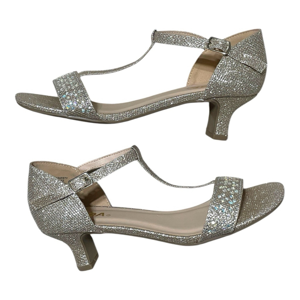 Soda Girls 5M Sloan Rhinestone Dress Heels Open Toe Adjustable Buckle Strap Gold - Picture 6 of 13